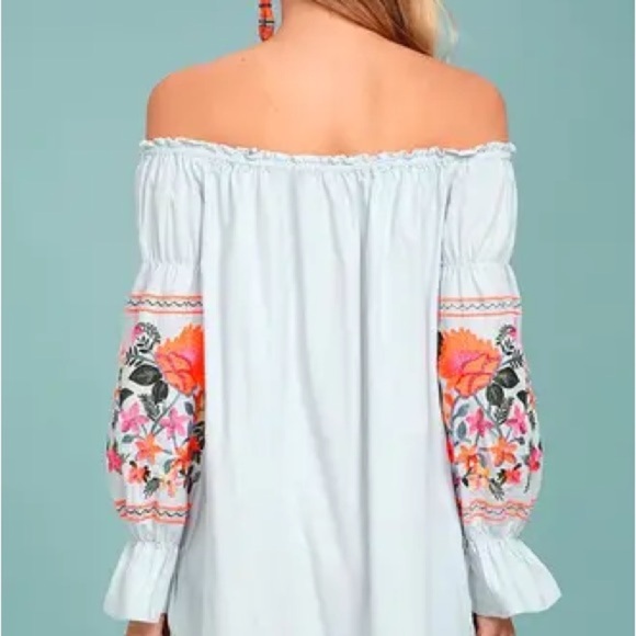 Free People Fleur De Jour Mini Shift Boho Dress Floral Embroidered sundress - Picture 8 of 8
